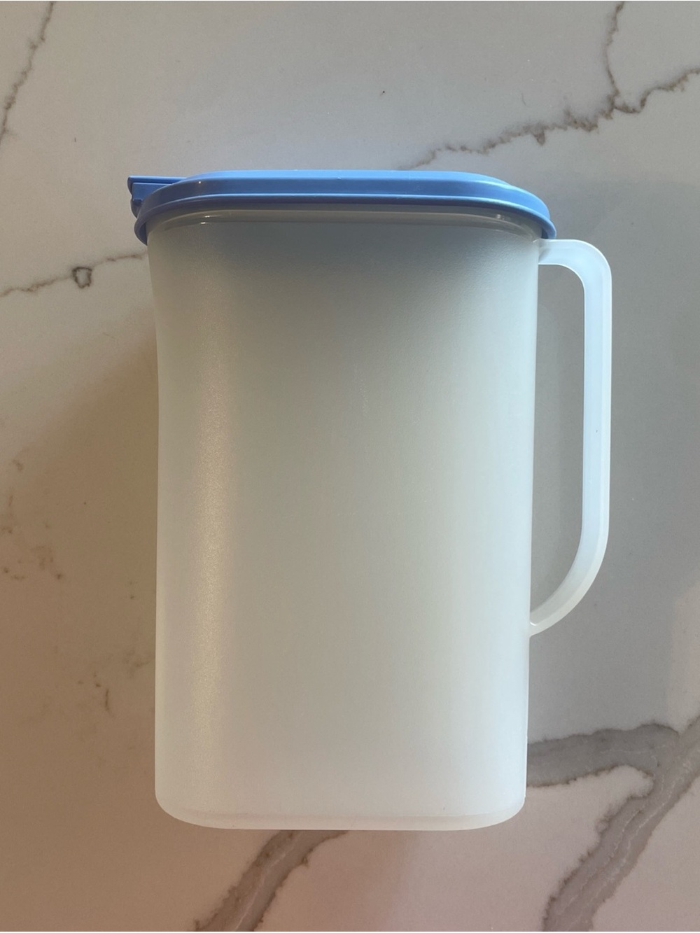 Tupperware White Pitcher with Light Blue Lid